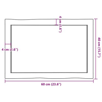 vidaXL Tafelblad natuurlijke rand 60x40x(2-6) cm massief eikenhout