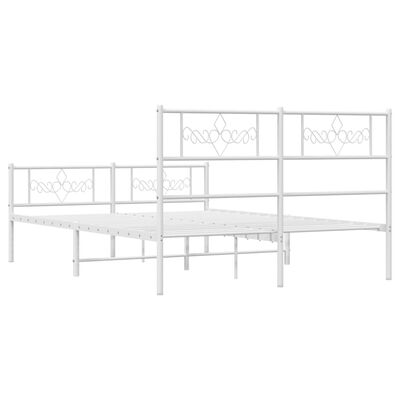 vidaXL Bedframe met hoofd- en voeteneinde metaal wit 135x190 cm