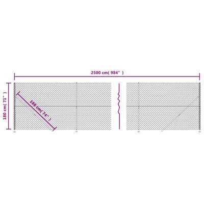 vidaXL Gaashek met flens 1,8x25 m antracietkleurig