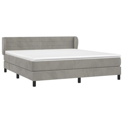 vidaXL Boxspring met matras fluweel lichtgrijs 180x200 cm