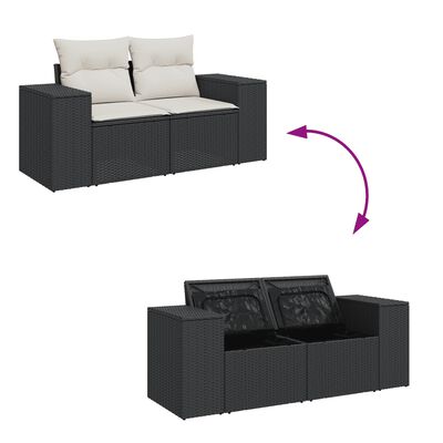 vidaXL 6-delige Loungeset met kussens poly rattan zwart