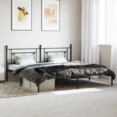 vidaXL Bedframe met hoofdbord metaal zwart 193x203 cm