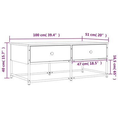 vidaXL Salontafel 100x51x40 cm bewerkt hout sonoma eikenkleurig