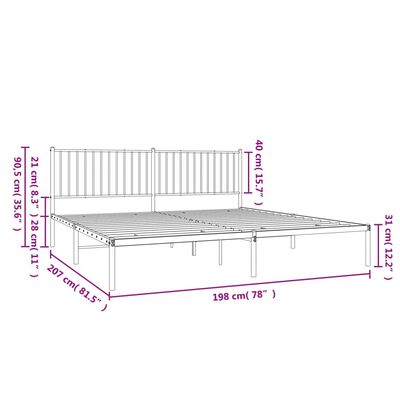 vidaXL Bedframe met hoofdbord metaal zwart 193x203 cm