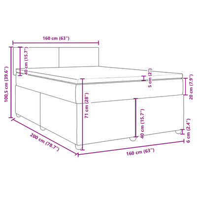 vidaXL Boxspring met matras stof crèmekleurig 160x200 cm