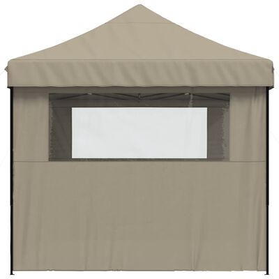 vidaXL Partytent inklapbaar pop-up met 3 zijwanden taupe