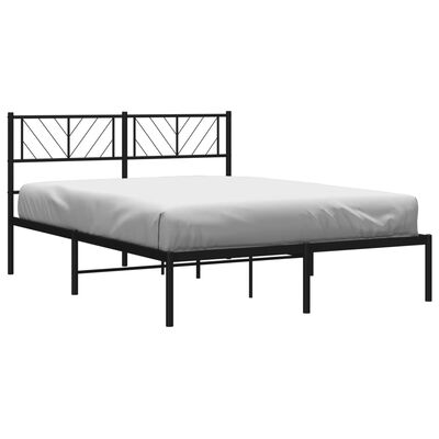 vidaXL Bedframe met hoofdbord metaal zwart 150x200 cm