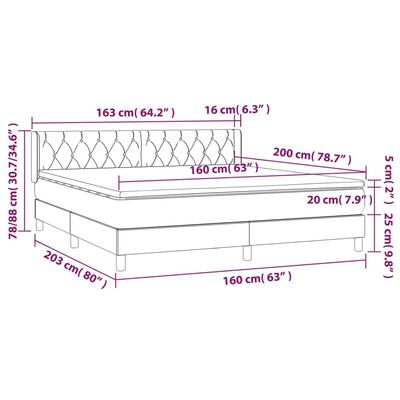 vidaXL Boxspring met matras stof lichtgrijs 160x200 cm