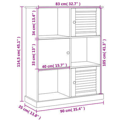 vidaXL Boekenkast VIGO 90x35x114,5 cm massief grenenhout wit