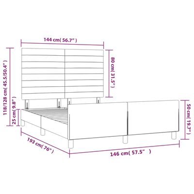 vidaXL Bedframe met hoofdeinde stof donkerblauw 140x190 cm