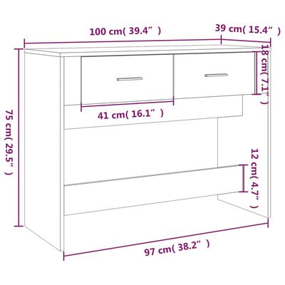 vidaXL Wandtafel 100x39x75 cm bewerkt hout sonoma eikenkleurig