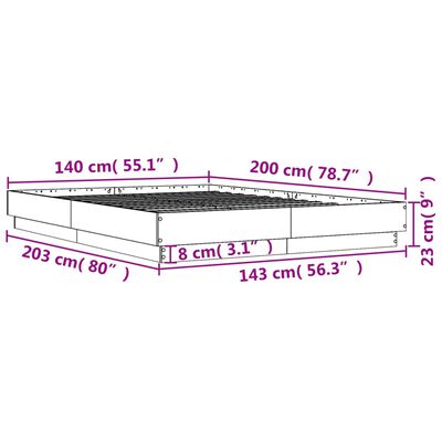 vidaXL Bedframe met LED-verlichting bruin eikenkleurig 140x200 cm