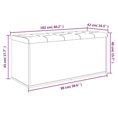 vidaXL Opbergbankje 102x42x45 cm bewerkt hout grijs sonoma eikenkleur