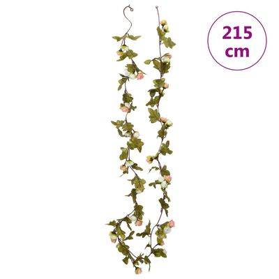 vidaXL Kerstslingers met bloemen 6 st 215 cm champagnekleurig