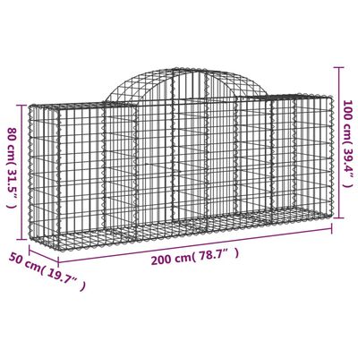 vidaXL Schanskorven 4 st gewelfd 200x50x80/100 cm gegalvaniseerd ijzer