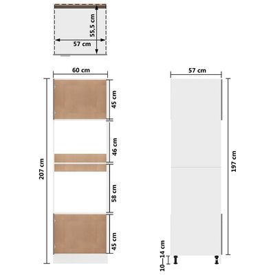 vidaXL Magnetronkast 60x57x207 cm bewerkt hout wit