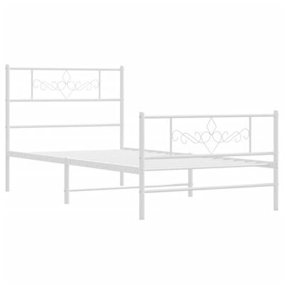 vidaXL Bedframe met hoofd- en voeteneinde metaal wit 90x190 cm