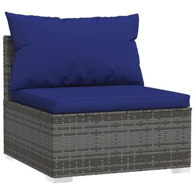 vidaXL 5-delige Loungeset met kussens poly rattan grijs