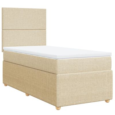 vidaXL Boxspring met matras stof crèmekleurig 100x200 cm