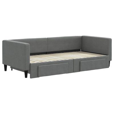 vidaXL Slaapbank onderschuifbed en lades 90x190 cm stof donkergrijs