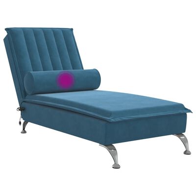 vidaXL Massage chaise longue met bolster fluweel blauw