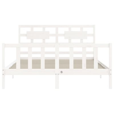 vidaXL Bedframe met hoofdbord massief hout wit 160x200 cm