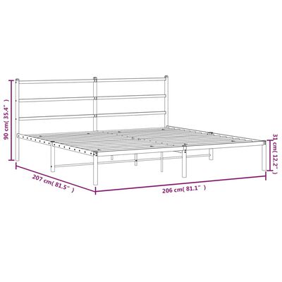 vidaXL Bedframe met hoofdbord metaal zwart 200x200 cm