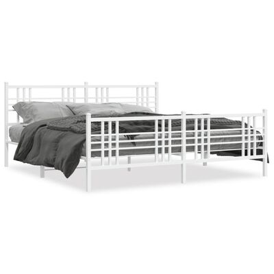 vidaXL Bedframe met hoofd- en voeteneinde metaal wit 193x203 cm