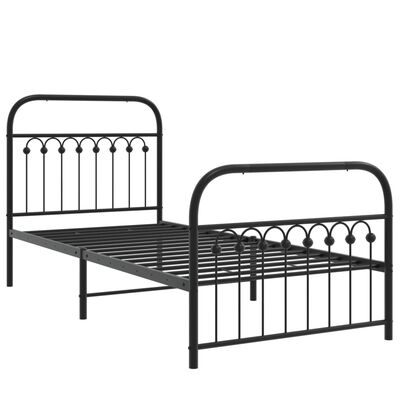 vidaXL Bedframe met hoofd- en voeteneinde metaal zwart 90x200 cm