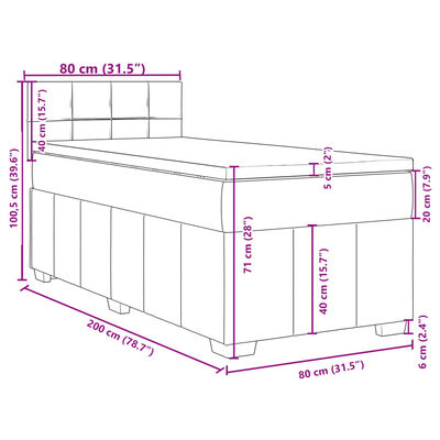 vidaXL Boxspring met matras stof donkerbruin 80x200 cm