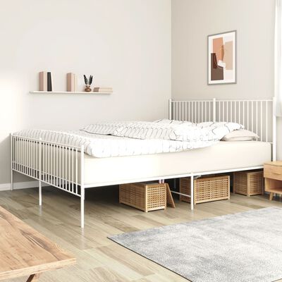 vidaXL Bedframe met hoofd- en voeteneinde metaal wit 193x203 cm