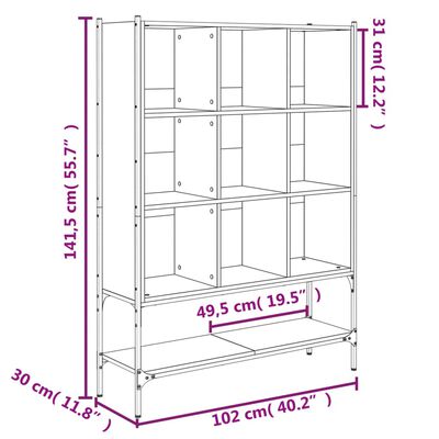 vidaXL Boekenkast 102x30x141,5 cm bewerkt hout gerookt eikenkleurig