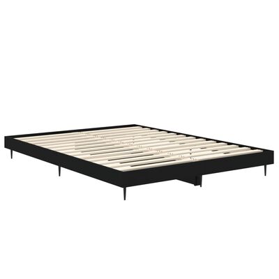 vidaXL Bedframe LED massief hout zwart 140x190 cm