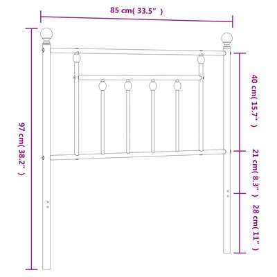 vidaXL Hoofdbord 80 cm metaal wit