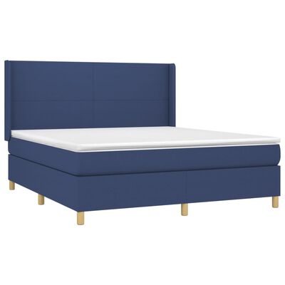 vidaXL Boxspring met matras stof blauw 160x200 cm