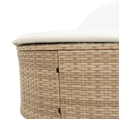 vidaXL Ligbed 2-persoons met kussens poly rattan beige