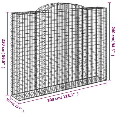 vidaXL Schanskorven 4 st gewelfd 300x50x220/240 cm ijzer