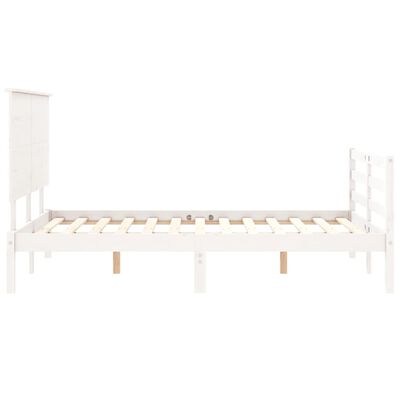 vidaXL Bedframe met hoofdbord massief hout wit 120x200 cm