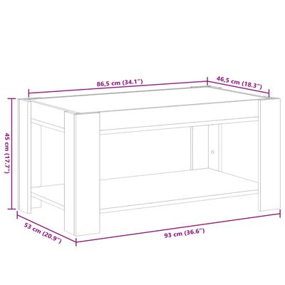 vidaXL Salontafel met LED 93x53x45 cm bewerkt hout grijs sonoma eiken