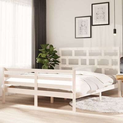 vidaXL Bedframe massief grenenhout wit 160x200 cm