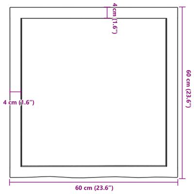 vidaXL Wastafelblad 60x60x(2-4) cm behandeld massief hout lichtbruin