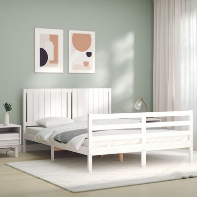 vidaXL Bedframe met hoofdbord massief hout wit