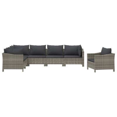 vidaXL 7-delige Loungeset met kussens poly rattan grijs