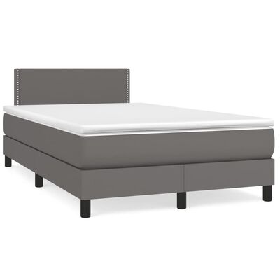 vidaXL Boxspring met matras kunstleer grijs 120x190 cm