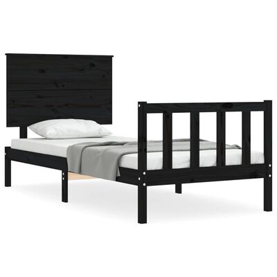 vidaXL Bedframe met hoofdbord massief hout zwart