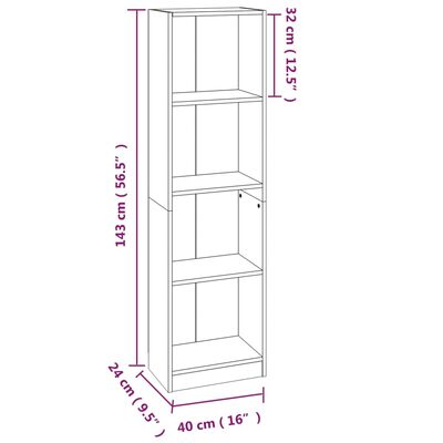 vidaXL Boekenkast 4 schappen 40x24x143 cm bewerkt hout grijs sonoma