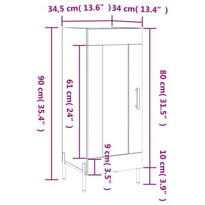 vidaXL Dressoir 34,5x34x90 cm bewerkt hout wit