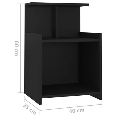 vidaXL Nachtkastje 40x35x60 cm bewerkt hout zwart