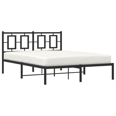 vidaXL Bedframe met hoofdbord metaal zwart 135x190 cm