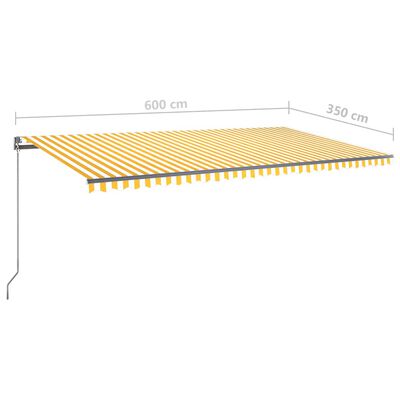 vidaXL Luifel automatisch met LED en windsensor 600x350 cm geel en wit